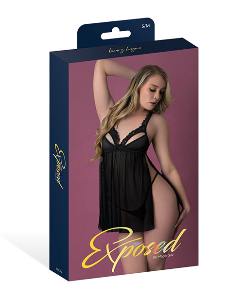 Rush Lace & Mesh Baby Doll - Black S/M by Exposed