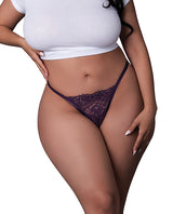 Leather & Lace Lace Thong - Plum QN by Exposed