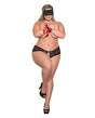 Love & Bondage Split Back Lace Booty Short, Blindfold & Wrist Ties Black QN by Exposed