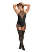 Sexy Time Fiona Halter Merry Widow Teddy w/Split Crotch Black L/XL by Exposed