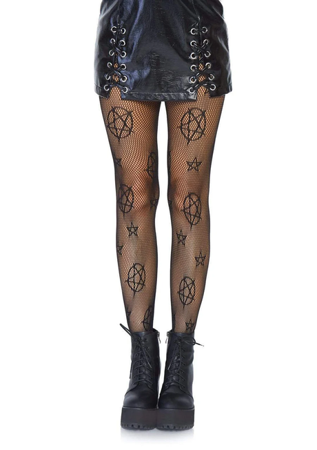 Leg Avenue Occult Net Fishnet Tights — Black, One Size - LA-8144