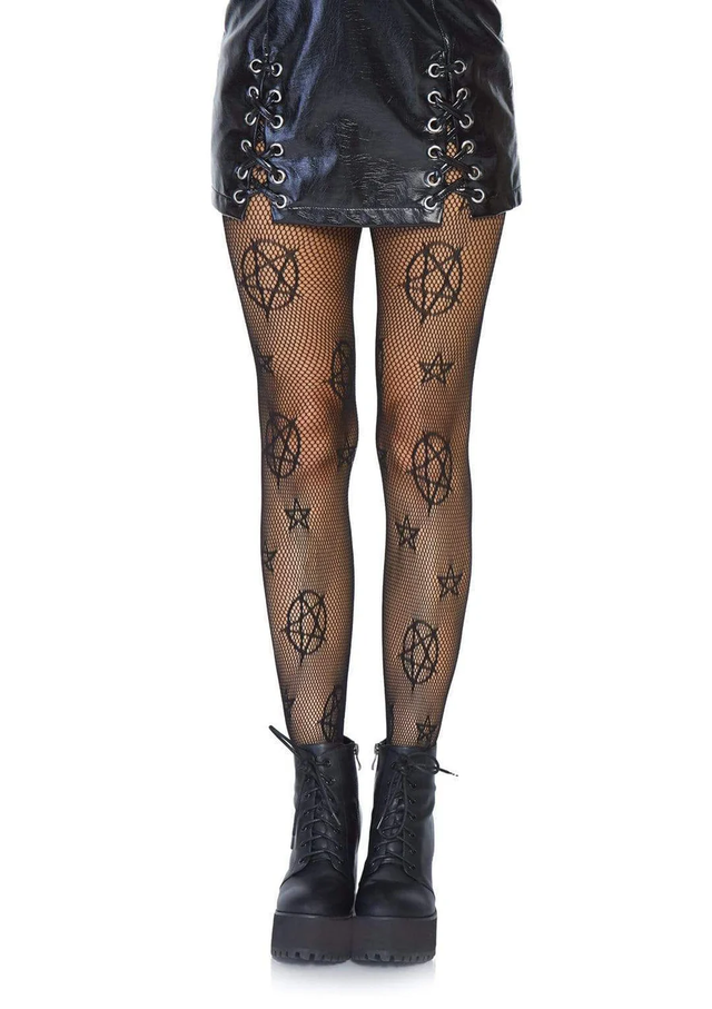 Leg Avenue Occult Net Fishnet Tights — Black, One Size - LA-8144
