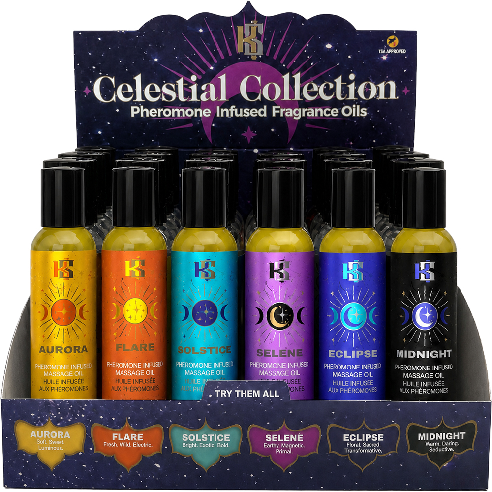 Kama Sutra Celestial Massage Oil Prepack, 24 Assorted 2 fl oz - KS13050