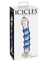 Pipedream Icicles No. 5 Glass Wand — Clear/Blue, 7 in - PD2905-00