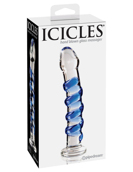 Pipedream Icicles No. 5 Glass Wand — Clear/Blue, 7 in - PD2905-00
