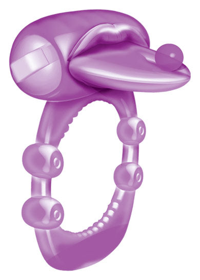 Hott Products Xtreme Vibes Pierced Tongue Cock Ring — Purple - HTP2327