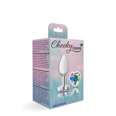 Clear Iridescent Heart Gem Silver Metal Plug - Sm
