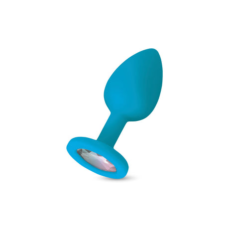 Gemma Clear Iridescent Gem Teal Silicone Plug - S