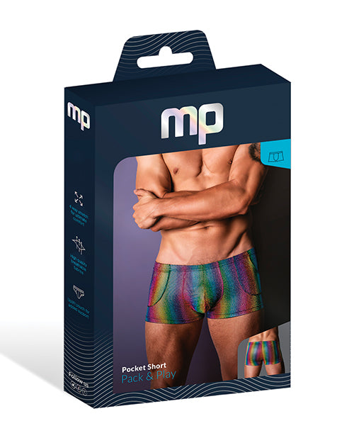 Male Power Pack & Play Pocket Short — Rainbow (Small)
