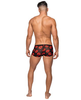 Male Power Stretch Mesh Mini Short — XL, Black/Red