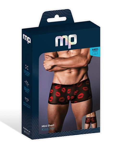 Male Power Stretch Mesh Mini Short — XL, Black/Red