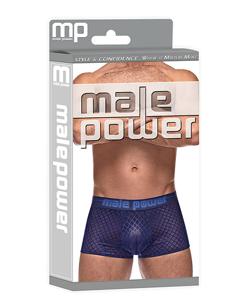 Male Power Diamond Mesh Mini Short — Blue XL