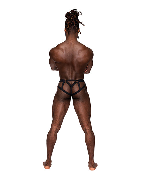Male Power Galactic Strappy Ring Jock — Sheer Poly Spandex S/M