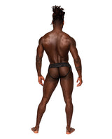 Male Power Sassy Lace Skirt Jock Lingerie — Black L/XL