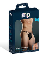 Male Power G-String with Straps & Rings — Black L/XL