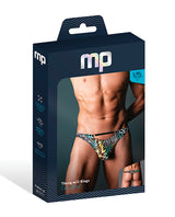 Male Power Go Wild Animal-Print Thong with Rings — L/XL