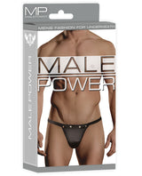 Male Power Rip-Off Thong with Studs — Black, L/XL (36–42 in)