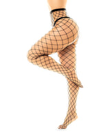 Mapale Fenced Net Pantyhose — Black, One Size