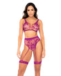 Floral Fishnet 2 pc Set - Pink Orchid O/S by Mapale