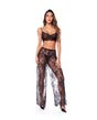 Underwire Lace Bra, Lace Wide Leg Pants, & Thong 3 pc Set - Black MD by Mapale