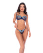 Floral Embroidered Underwire Bra w/Thong 2 pc Set - Poppy Blue S/M by Mapale
