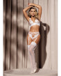 Floral Lace & Mesh Top, Garter Belt & Peek a Boo Panty White LG by Mapale