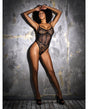 Floral Lace & Mesh Underwire Bodysuit w/Lace Up Back Black MD by Mapale