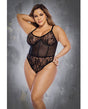 Floral Lace & Mesh Underwire Bodysuit w/Lace Up Back Black 3X/4X by Mapale