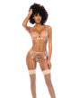 Floral Embroidered Underwire Bralette w/Garter & Thong Panty Pink Large by Mapale