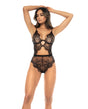 Floral Lace & Mesh Underwire Teddy w/Keyhole Details Black Large by Mapale