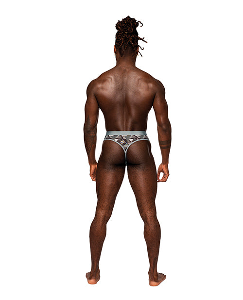 Male Power Sheer Prints Mesh Thong — Optical Print, L/XL