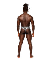 Male Power Sheer Prints Mesh Thong — Optical Print, L/XL
