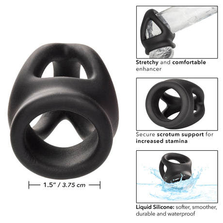 Alpha Liquid Silicone Dual Cage and Ring - Black Ring - Black