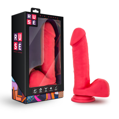Blush Ruse Big Poppa Realistic Dildo, Cerise — 6.6" Insertable - BL-86708