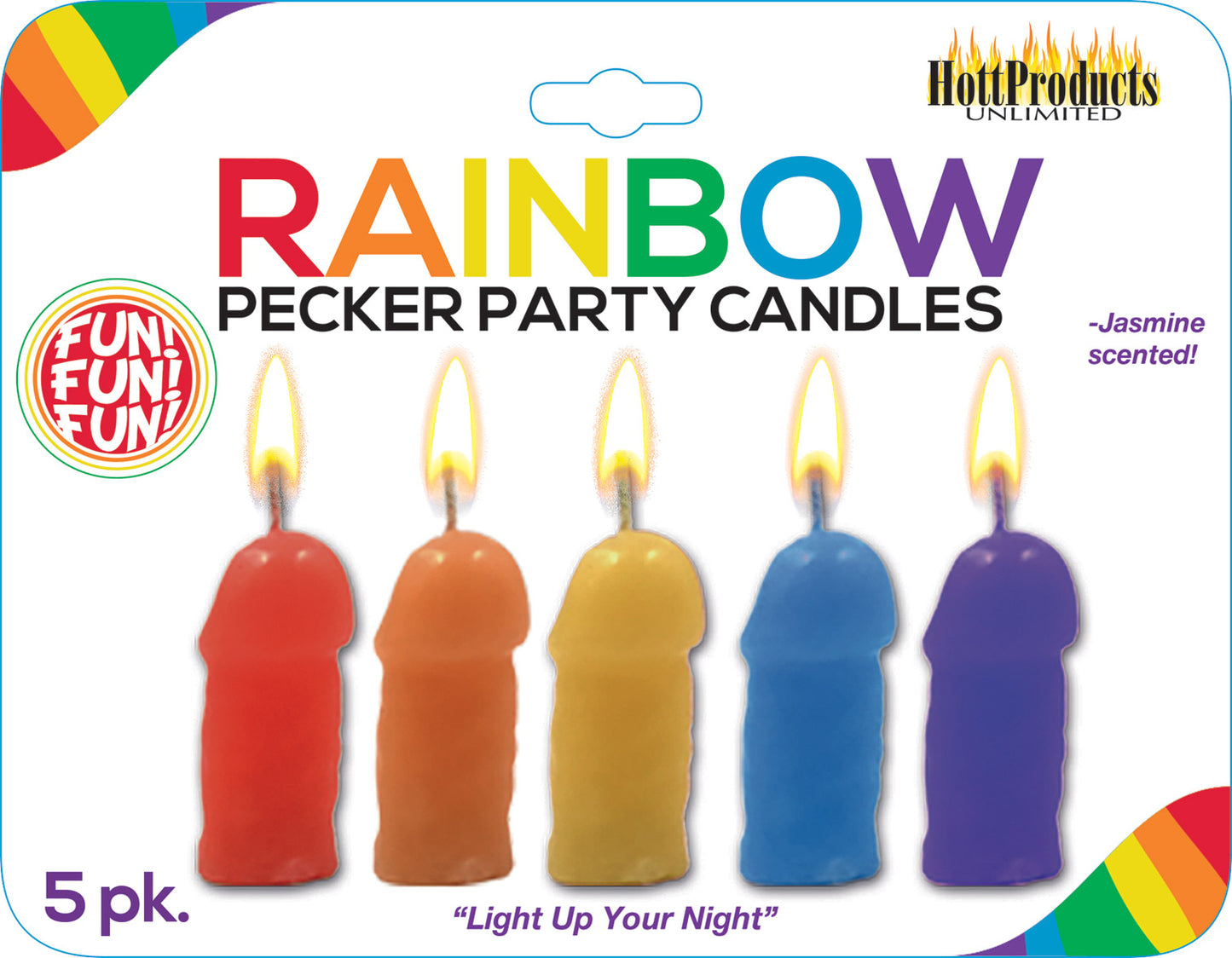 Rainbow Pecker Party Candles - 5 Pack by Hott Products