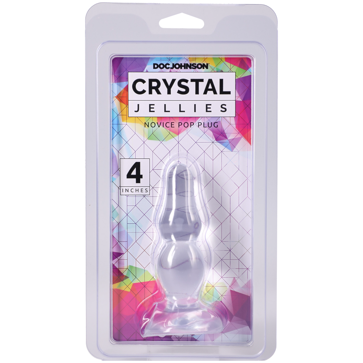 Doc Johnson Crystal Jellies Novice Pop Plug — 4 in, Clear - DJ0283-16-CD