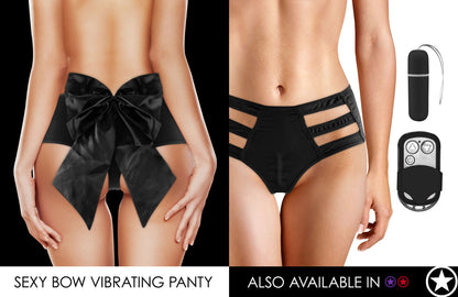 Sexy Bow Vibrating Panty - Black by Shots