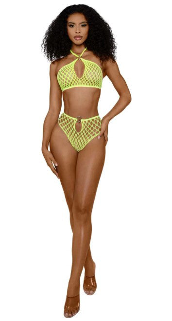 Dreamgirl Situation Net 2-Piece Set, Neon Yellow (One Size) - DG-14308NYOS