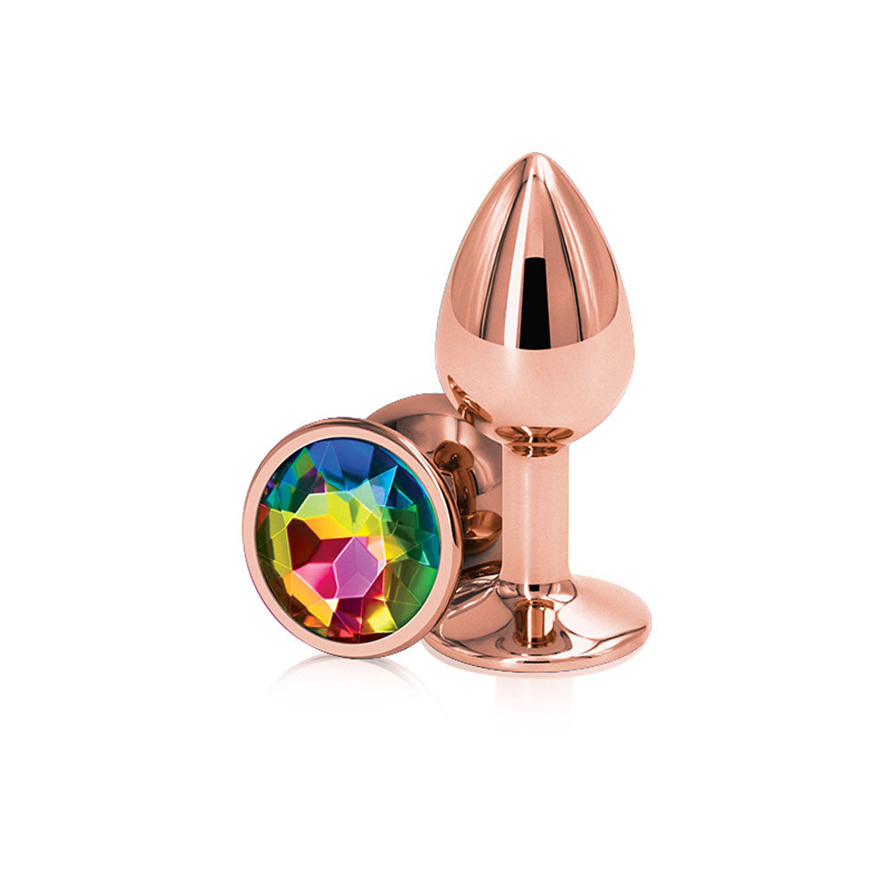 nsnovelties Rear Assets Small Anal Plug — Rose Gold Rainbow - NSN0961-19
