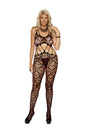 Elegant Moments Heart Net Bodystocking with Open Crotch, Black — image 1