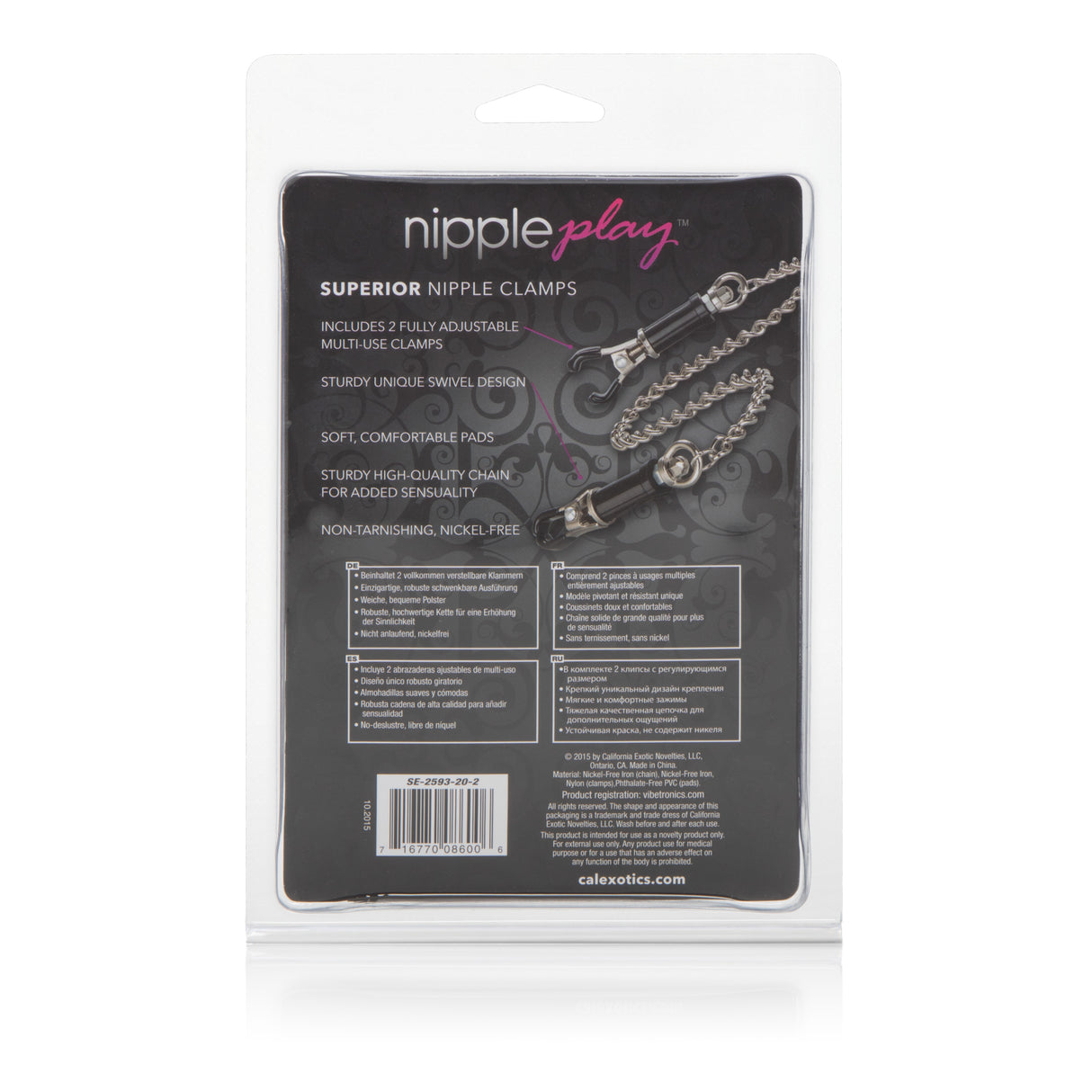 CalExotics Nipple Play Superior Adjustable Nipple Clamps (Pair) - SE2593202