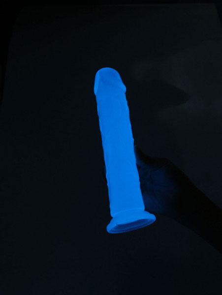 Glow-in-the-Dark Periwinkle Peen Dildo 8.5"