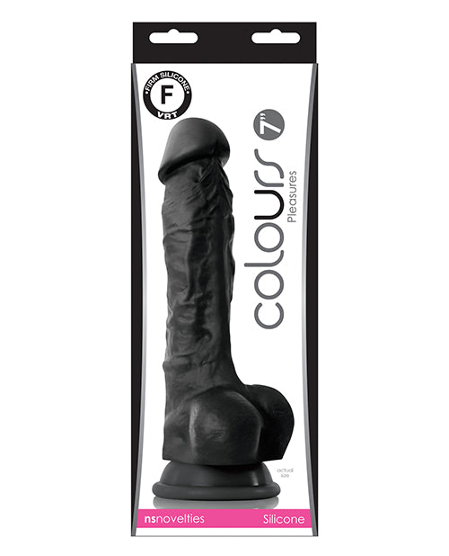 Colours Pleasures 7" Dong w/Balls & Suction Cup - Black by Colours
