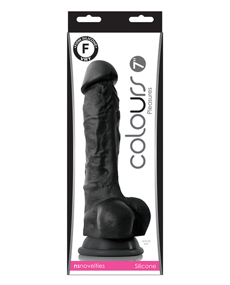 Colours Pleasures 7" Dong w/Balls & Suction Cup - Black by Colours