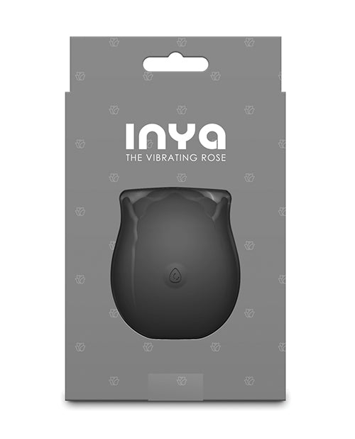 Inya Vibrating Rose Rechargeable Silicone Vibrator — Black