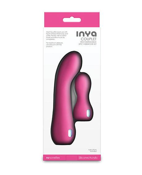 INYA Couplet Pink Dual Vibrator — 3-inch Bullet & 6-inch Curved