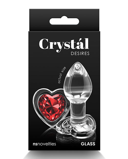 Crystal Desires Glass Heart Gem Butt Plug Small - Red by Crystal