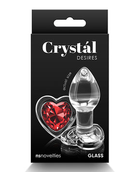Crystal Desires Glass Heart Gem Butt Plug Small - Red by Crystal