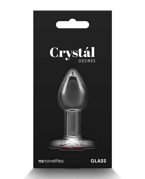 Crystal Desires Small Glass Heart Butt Plug — Red