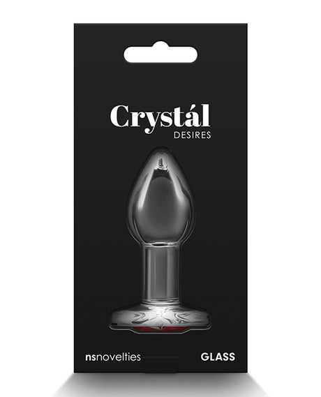 Crystal Desires Small Glass Heart Butt Plug — Red